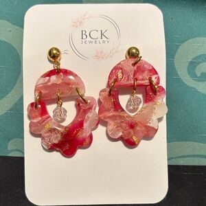 Red and Gold Dangle Earrings